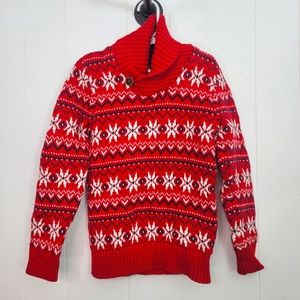 H&M L.O.G.G Fair Isle Red Snowflake Christmas Sweater Boys